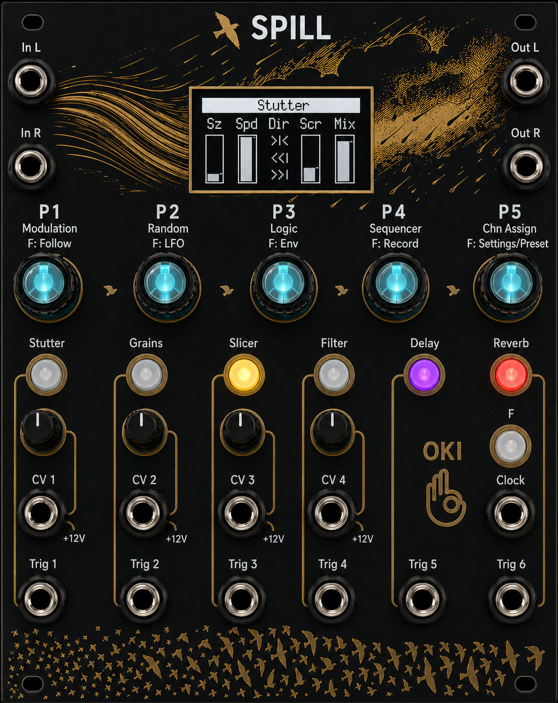SPILL Eurorack module front panel in original size